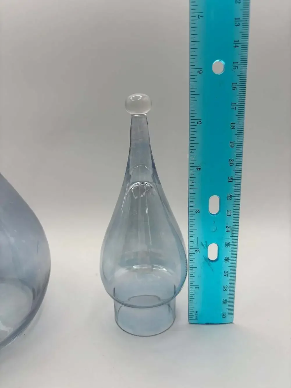 Vintage blue Decanter Art Glass Genie Bottle 60s MCM 16” Empoli Italy, Pitcher